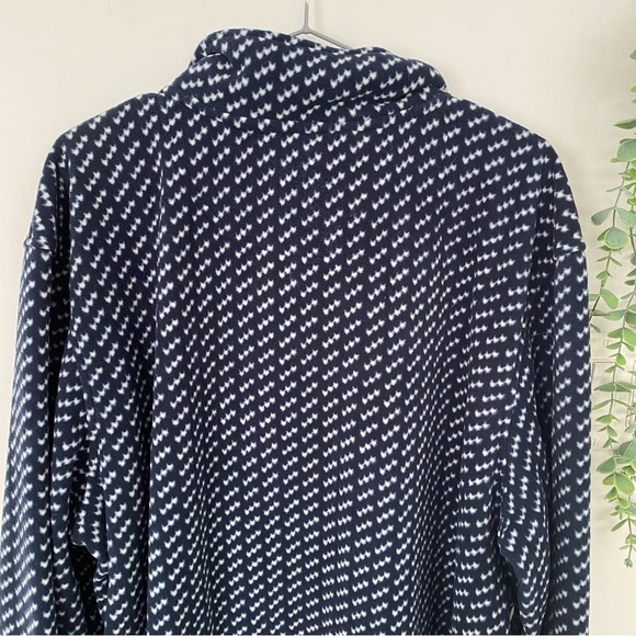 L.L Bean Mens Navy Blue Patterned Fleece Buttoned Sweatshirt Size XL - Picture 11 of 14